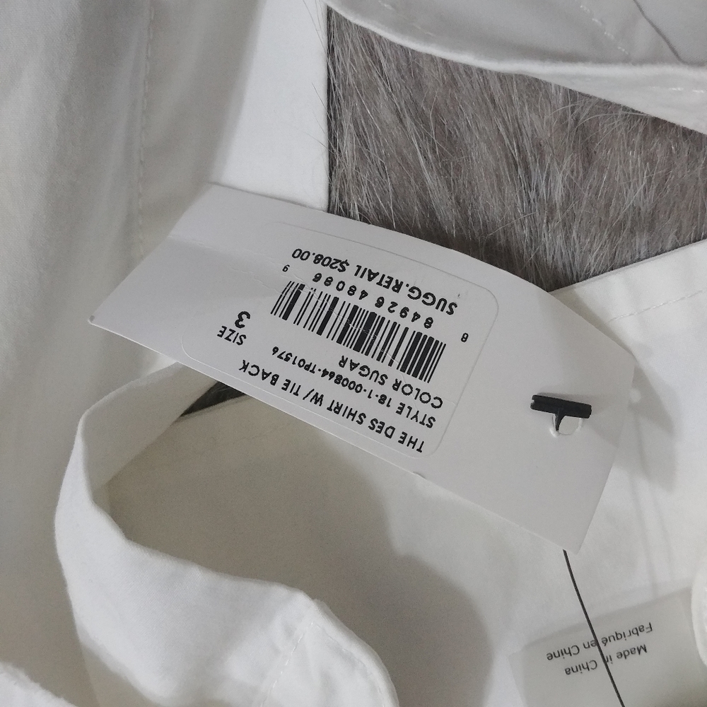 $209 Current/Elliot | white cotton open back bow dress shirt button down 3 - Picture 6 of 11